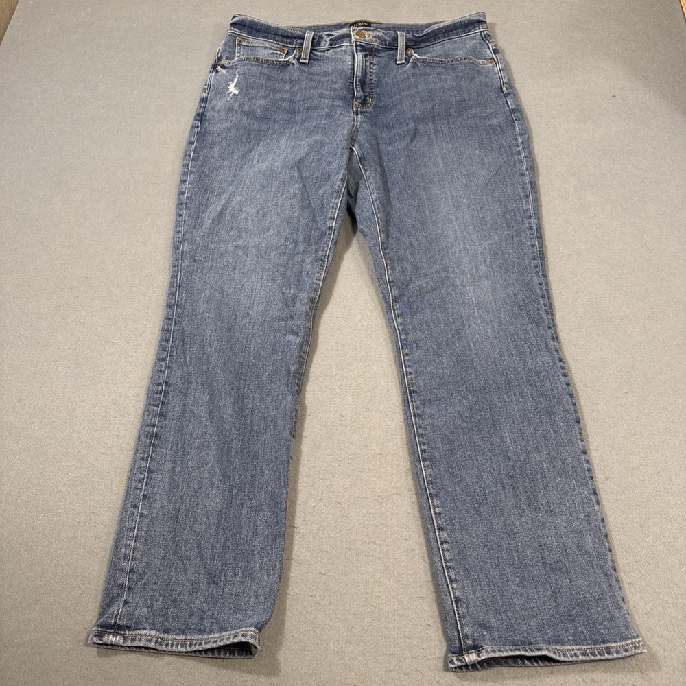JEANS STRAIGHT J Crew WOMENS 31 Slim Boyfriend  Distressed Stretch BK581